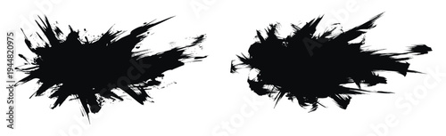 Black ink splatters on white background