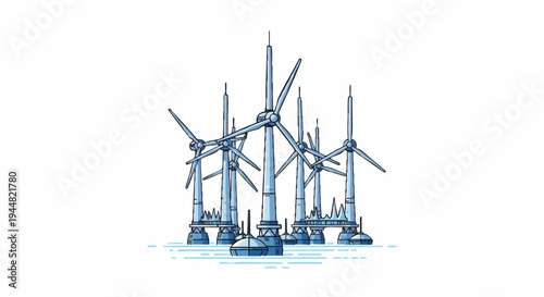 offshore wind farm turbines in the ocean renewable energy