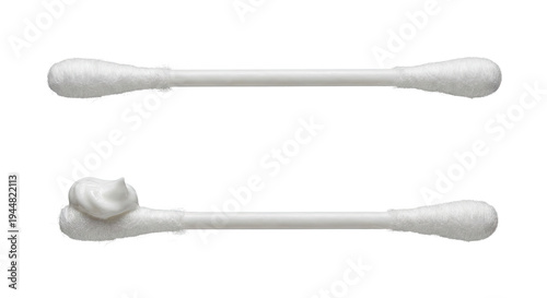 Two Cotton Swabs One With Cream Isolated