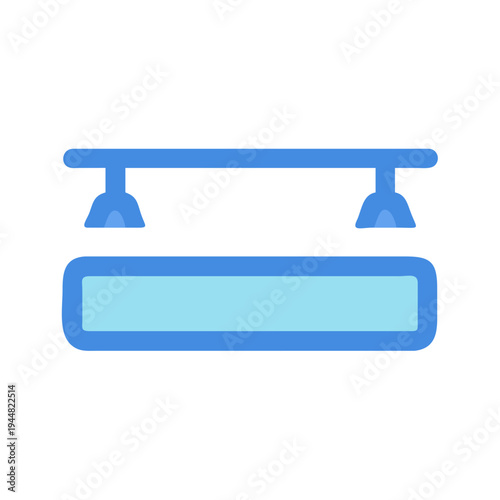 Blue floating shelf with light fixtures vector illustration in simple style