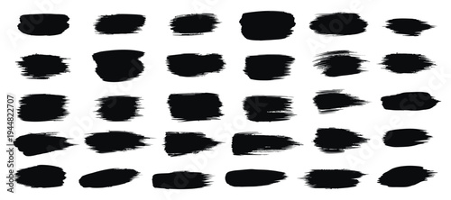 Collection of black brush strokes on white background