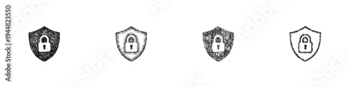 Sketch data encryption icon design set