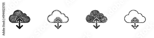 Sketch cloud storage icon design set
