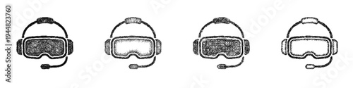 Sketch virtual reality icon design set