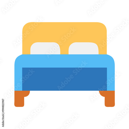 Stylized bed illustration featuring headboard and pillows against a black background