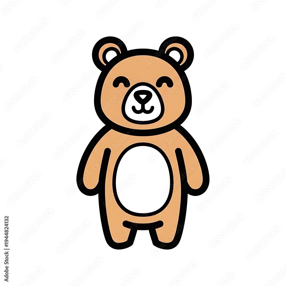 Obraz premium Cute cartoon brown teddy bear.