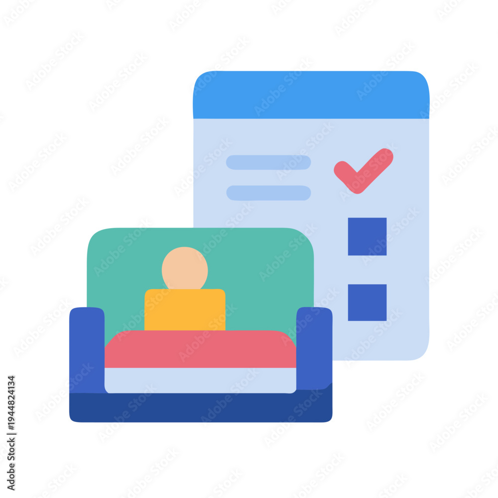 Obraz premium Flat design illustration of therapy session and checklist with light color scheme