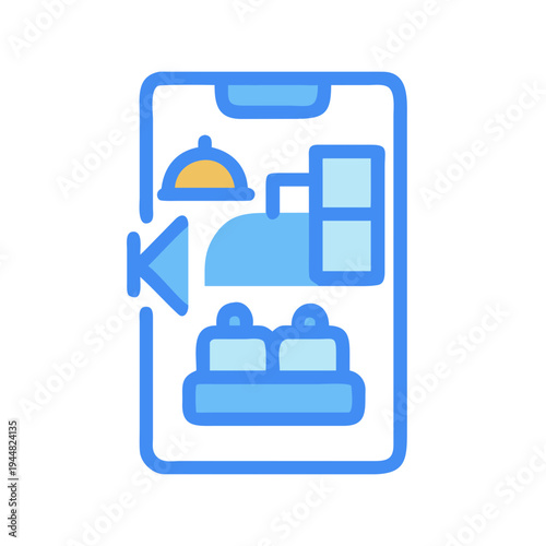 Online hotel booking app showcasing room service and comfortable accommodation options with intuitive navigation