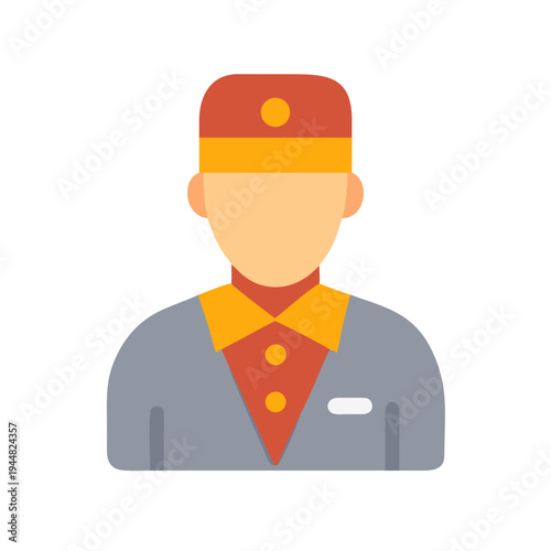 Hotel Bellhop Icon with Flat Design Style and Muted Color Palette