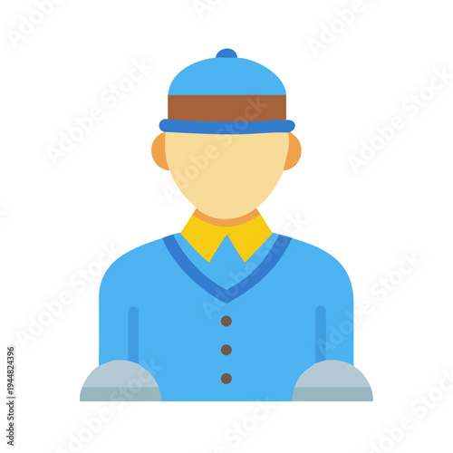 Vector illustration of a hotel bellhop with hat and formal uniform isolated