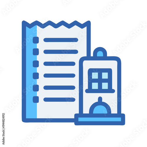 Invoice document and a bellhop isolated on black background, business expenses concept