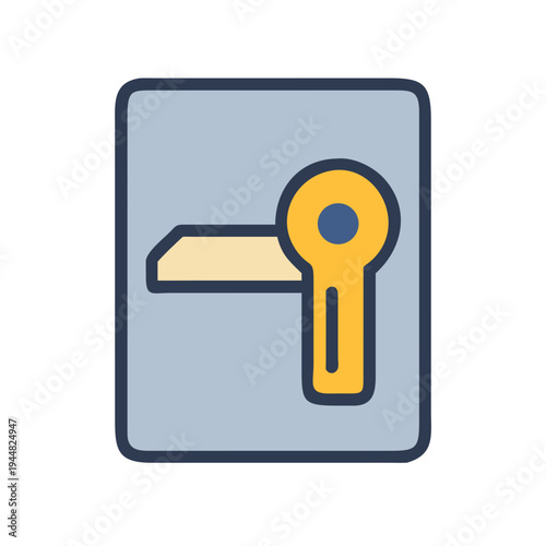 Stylized light switch plate with toggled lever on a blue background