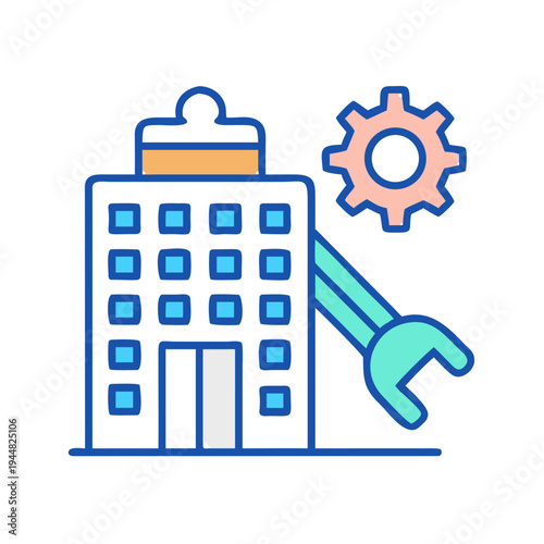 Building maintenance services: Wrench and gear repair for office building infrastructure