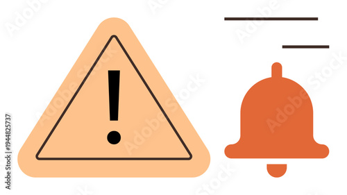 Safety alerts, reminders, notifications, warning signs, hazard communication, emergency response. Exclamation mark triangle and bell icon. Safety alerts and reminders concept