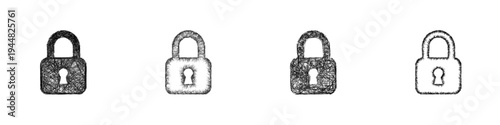 Sketch lock icon design set