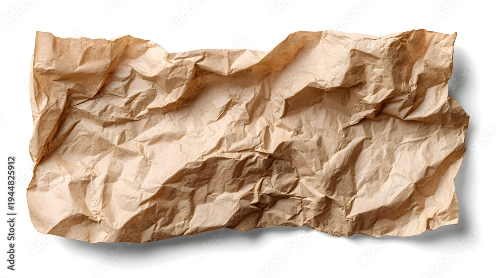 Obraz premium Crushed Brown Paper Texture Background with Shadows.