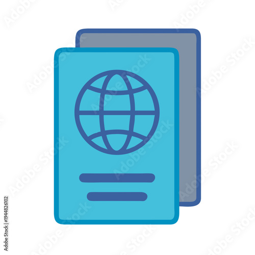 Passport icon symbolizing international travel and documentation in flat vector style