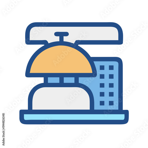 Stylized service bell icon on black background for hotel and hospitality uses
