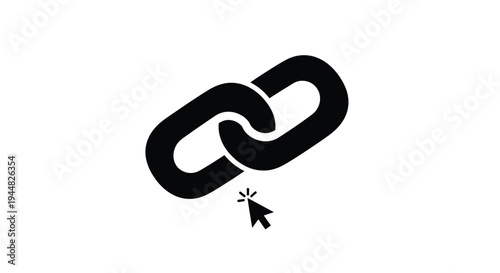 Black chain link icon with a cursor graphic design silhouette