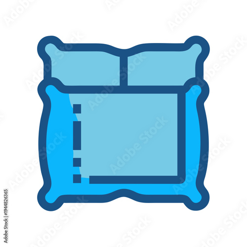 Stylized Illustration of Bed and Pillow Set in Blue Tones