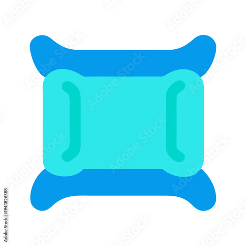 Blue pillow icon on a black background with a simple, modern design.