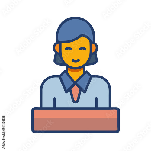Flat design of a woman at a podium ready to give a speech