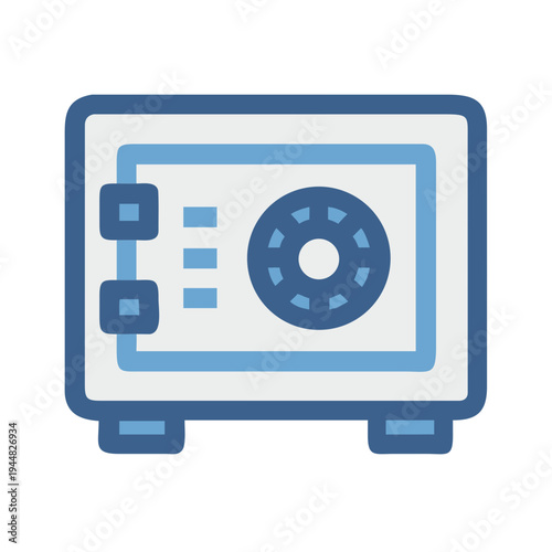 Simple illustration of a modern safe deposit box on a black background