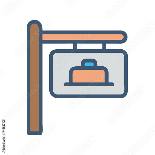 Hotel service sign with a meal tray and handle graphic icon