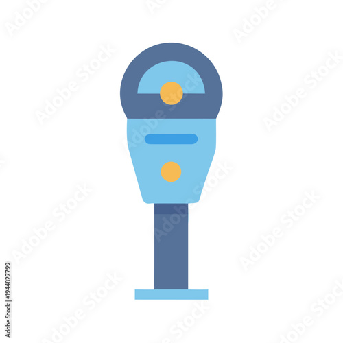 Isolated parking meter icon in flat illustration style against black background