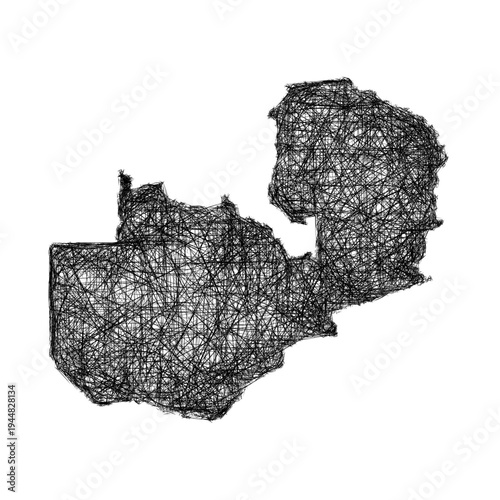 Sketch Zambia outline map design