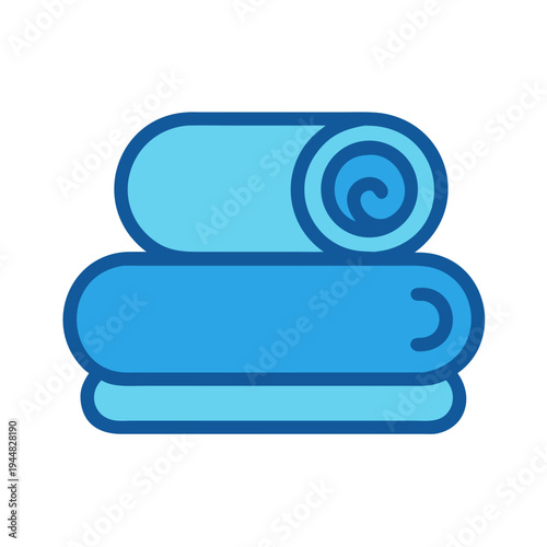 Stack of Light Blue and Dark Blue Towels Isolated on Black Background