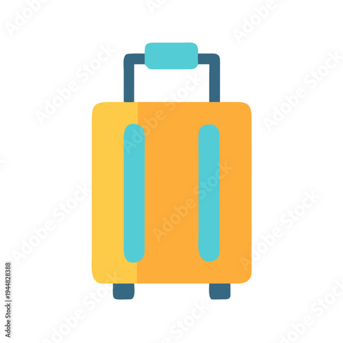 Flat design vector illustration of a stylish wheeled suitcase on a black background