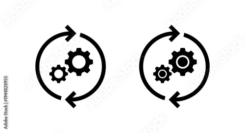 Sync gear icon set. Process synchronization symbol. System update sign