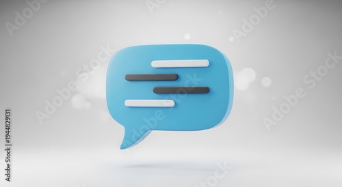 Blue Speech Bubble on White Background.
