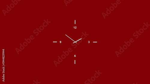Photos Red clock face with white hands and numbers