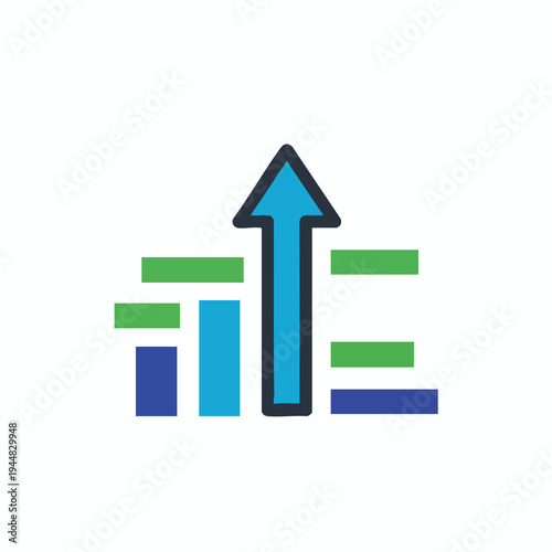 Upward trending chart with arrow indicating progress
