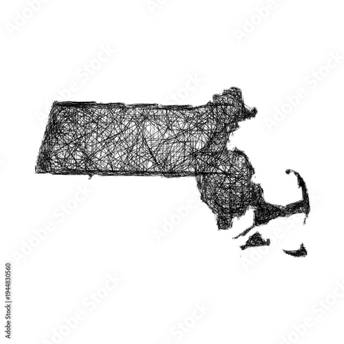 Sketch Massachusetts outline map design