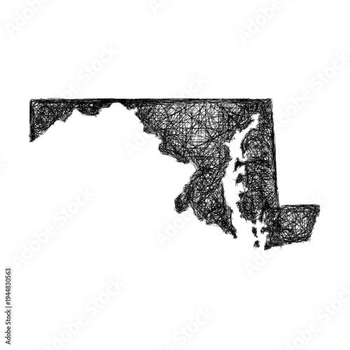 Sketch Maryland outline map design