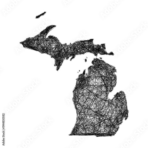 Sketch Michigan outline map design