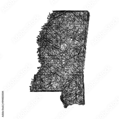 Sketch Mississippi outline map design
