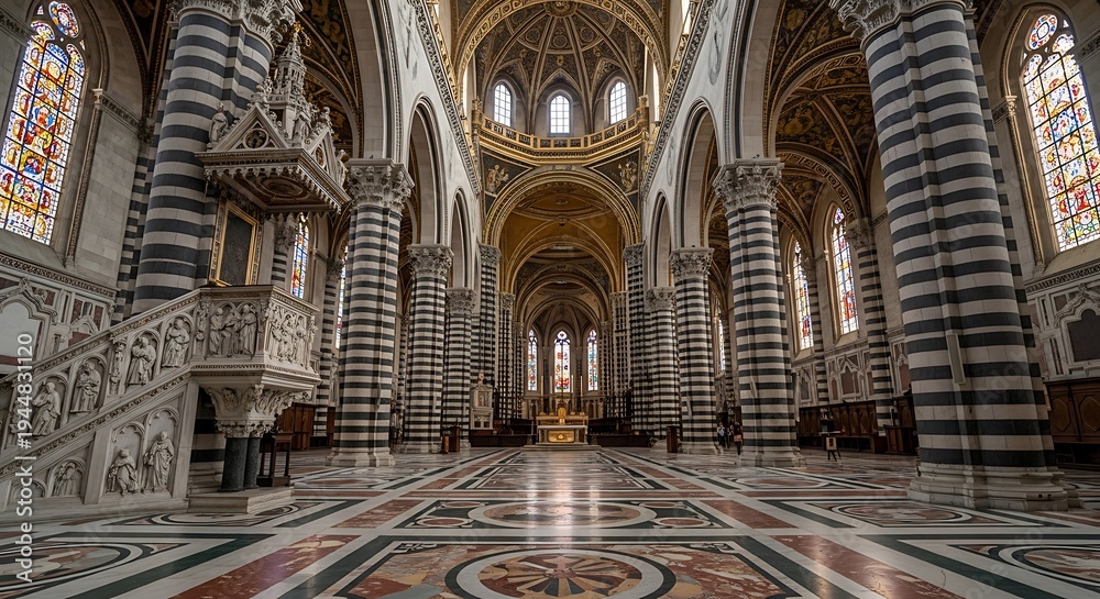 Fototapeta premium Siena Cathedral Interior with Ornate Architecture.