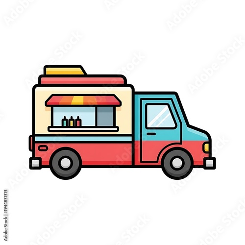 Wallpaper Mural Colorful Food Truck Illustration. Torontodigital.ca