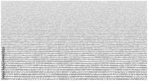 Complex Hand-Drawn Binary Grid - Artistic Data Distribution in Charcoal and Grey
