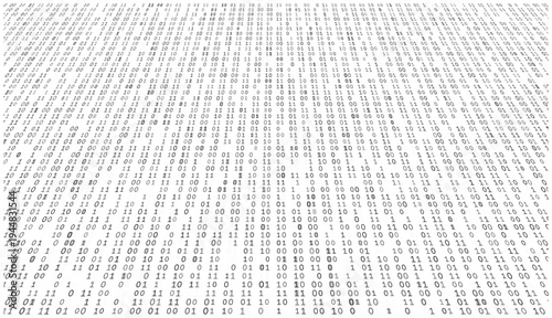 Warped Binary Perspective - Monochromatic Data Grid with Spherical Lens Distortion