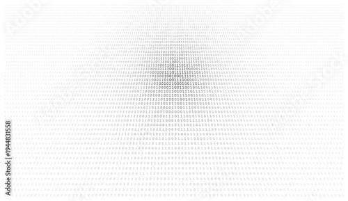 Vanishing Binary Perspective - Monochromatic Data Stream Receding into Digital Infinity