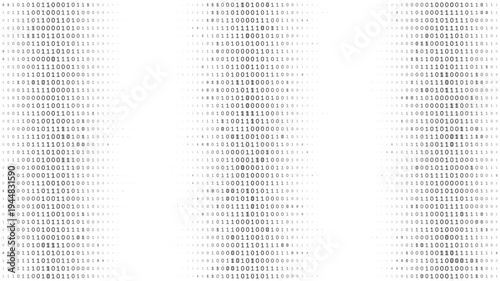 Triptych Binary Streams - Symmetric Monochromatic Data Columns and Digital Information Voids