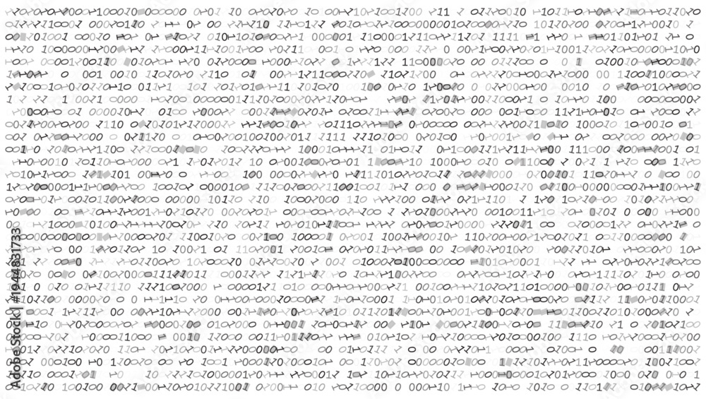 Obraz premium Digital Deconstruction - Artistic Binary Scatter with Glitch Fragments in Grayscale