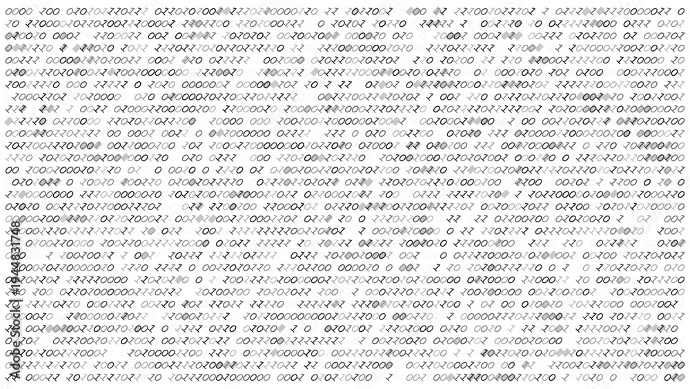 Fototapeta premium Structured Information Stream - Monochrome Binary Columns on High Contrast White