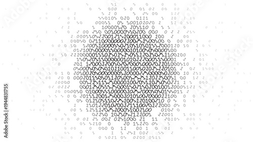 Digital Monolith. Structured Binary Data Core on Minimalist Grayscale Background