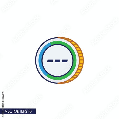 Circular icon with progress bars, dots, and coin-like edge